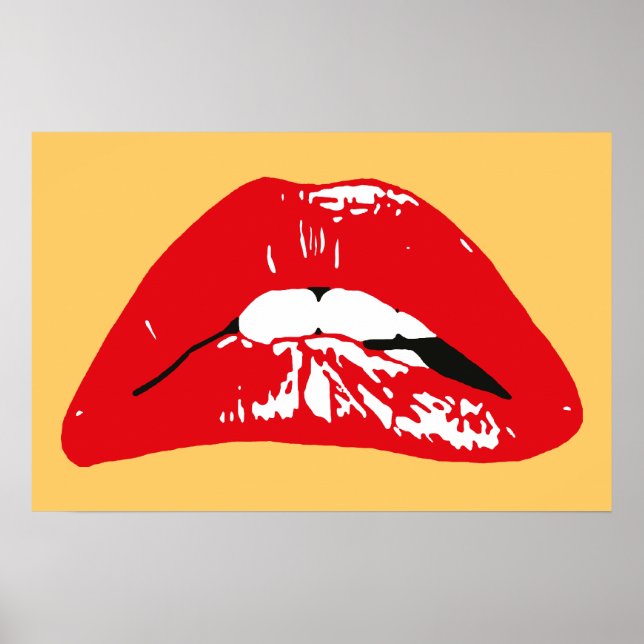 Poster Cartaz retrô de lábios sensuais mordendo (Frente)