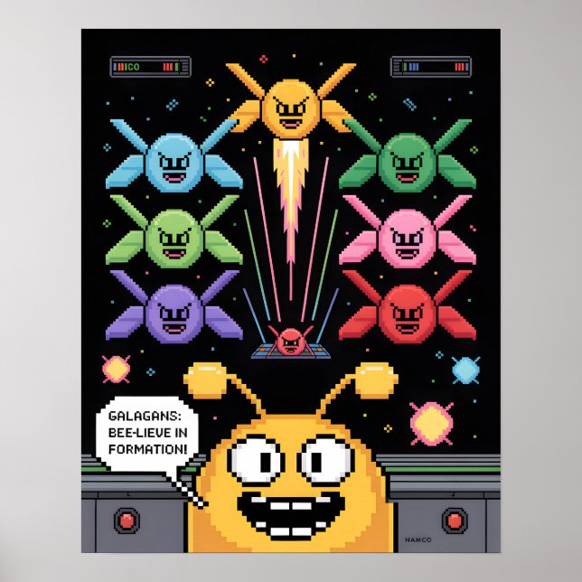 Poster Cartaz Retro Galaga Galagans (Frente)