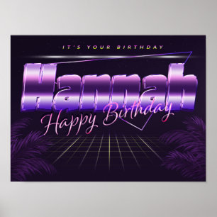 Poster Cartaz retro lilás personalizado Hannah Nome Sobre