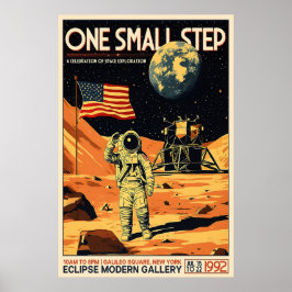 Poster Cartaz Retro Pouso na Lua Apollo 11 Espaço Vintage