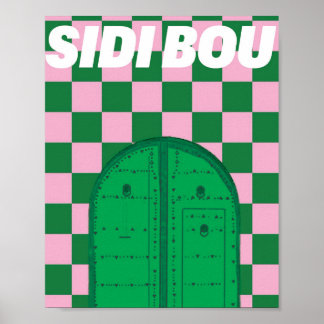 Poster Cartaz Retro Sidi Bou Said | Verde e Rosa Vintage 
