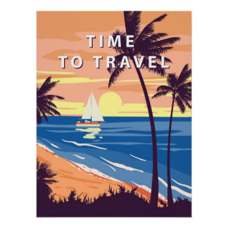 Póster Cartaz Retro Tempo de Viajar