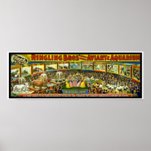 Póster Cartaz Ringling Brothers Circus "Aviary Aquarium"