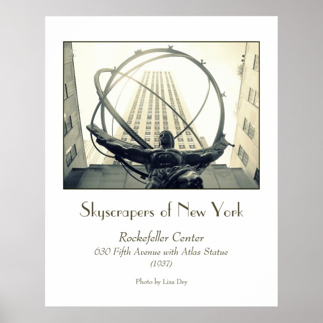 Póster Cartaz 'Rockefeller Center & Atlas' (Frente)