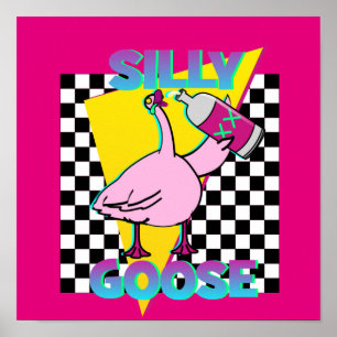 Póster Cartaz Rosa Vintage de Ganso Bobo dos Anos 80