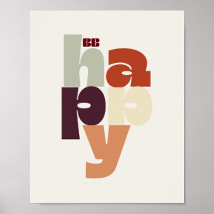 Poster Cartaz SEJA FELIZ – Arte de Parede com Letras Negr
