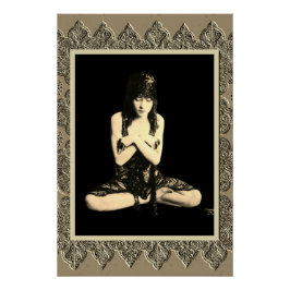 Póster Cartaz Sepia com Dançarina Vintage