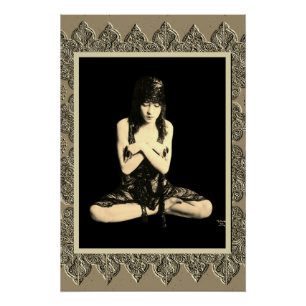 Póster Cartaz Sepia com Dançarina Vintage