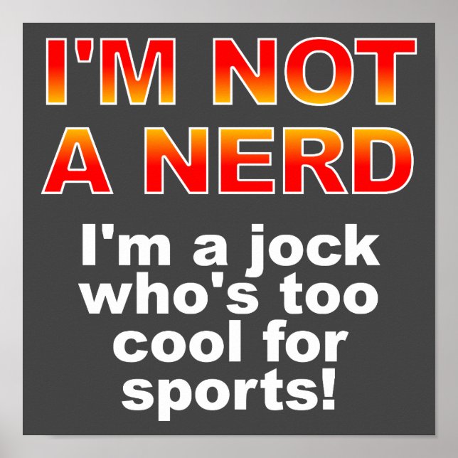 Poster Cartaz Sinal Nerd Atleta Engraçado (Frente)