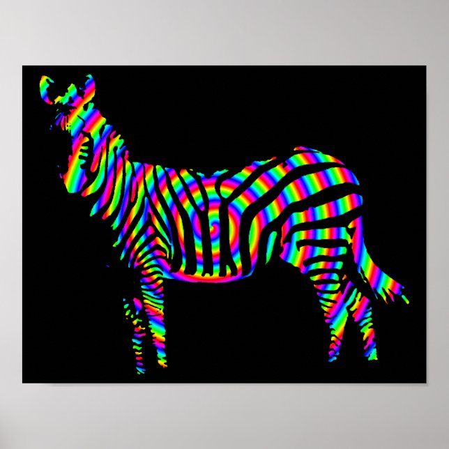 Poster Cartaz Sombra Zebra Arco-íris (Frente)