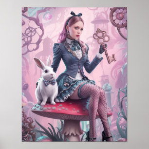 Poster Cartaz Steampunk Alice no País das Maravilhas 