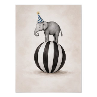 Póster Cartaz Tema Circo de Elefante para Crianças