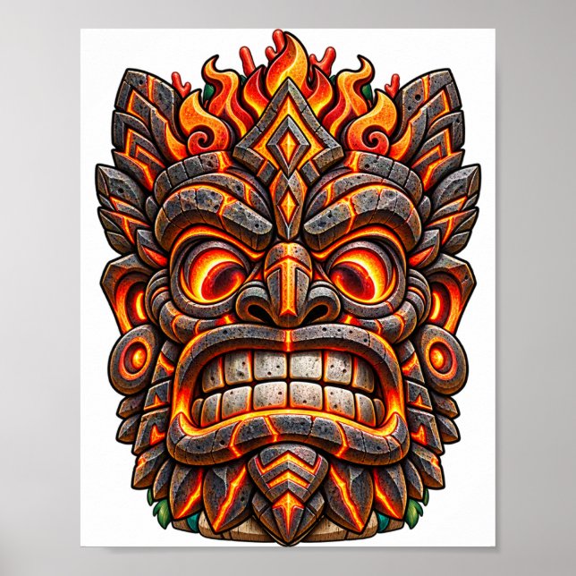 Poster Cartaz Tiki Cinzelado com Brasa (Frente)