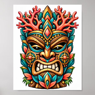 Poster Cartaz Tiki Flor de Coral