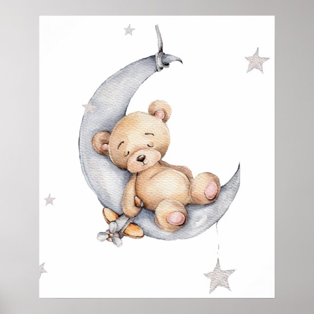 Poster Cartaz - Urso Dormindo Sob a Lua Crescente (Frente)