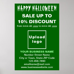 Poster Cartaz Verde de Venda de Halloween para Negócios