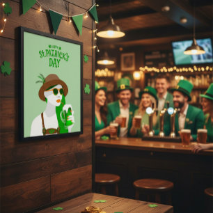 Póster Cartaz Verde Moderno Dia de São Patrício Feliz