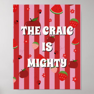 Poster Cartaz Vermelho e Rosa irlandês The craic is might