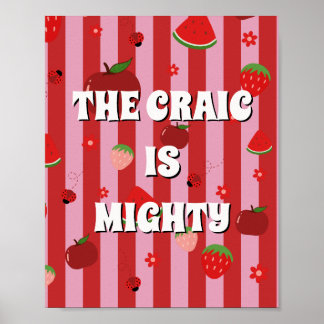 Poster Cartaz Vermelho e Rosa irlandês The craic is might