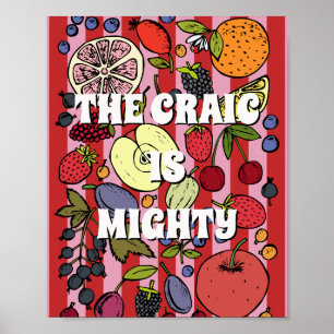 Poster Cartaz Vermelho e Rosa irlandês The craic is might