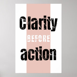 Poster Cartaz Vertical Minimalista Clareza Antes da Ação