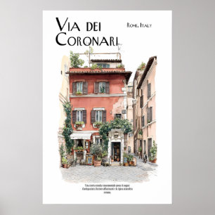 Poster Cartaz Via dei Coronari Roma Itália Arte de Rua