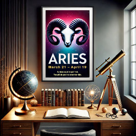 Poster Cartaz Vibrante do Signo de Áries