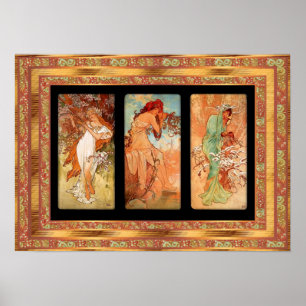 Póster Cartaz Vintage Alphonse Mucha Painel Art Nouveau