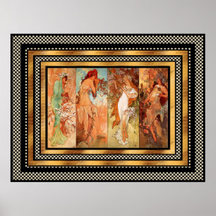 Póster Cartaz Vintage Alphonse Mucha Painel Art Nouveau