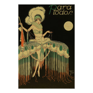 Póster Cartaz Vintage Art Déco de Showgirl – Cabaré dos A