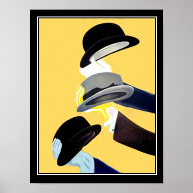 Poster Cartaz vintage Art Déco francês 3 Chapéus (Frente)