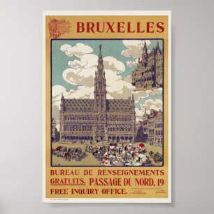Poster Cartaz Vintage Bruxelas 1913