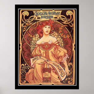 Poster Cartaz Vintage Chocolate Amatller alphons mucha
