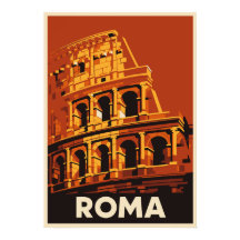 Cartaz Vintage Coliseu de Roma Viagem Itália