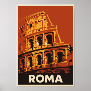 Poster Cartaz Vintage Coliseu de Roma Viagem Itália