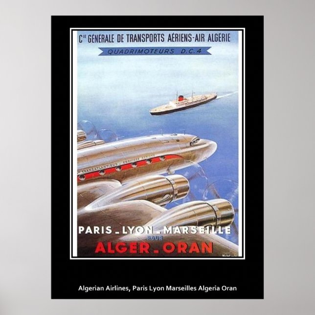 Póster Cartaz vintage da Air Algeria (Frente)