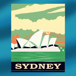Poster Cartaz Vintage da Casa de Ópera de Sydney
