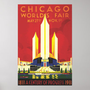 Póster Cartaz Vintage da Feira Mundial de Chicago