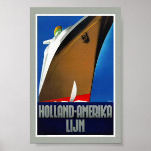 Poster Cartaz Vintage da Holland America Line Países Baix