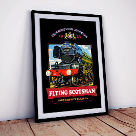 Poster Cartaz Vintage da Locomotiva a Vapor Flying Scotsm