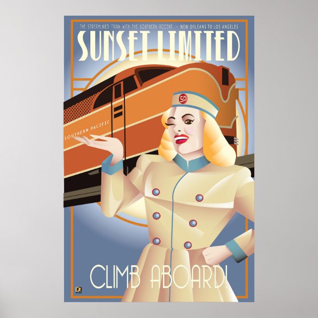 Poster Cartaz vintage da Sunset Limited Railway  (Frente)