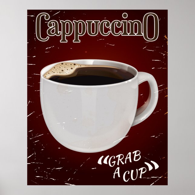 Póster cartaz vintage de cappuccino (Frente)