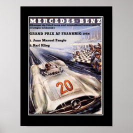 Póster Cartaz Vintage de Carro de Corrida dos Anos 1950