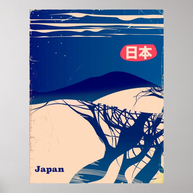 Póster Cartaz vintage de companhia aérea do Japão inverno (Frente)