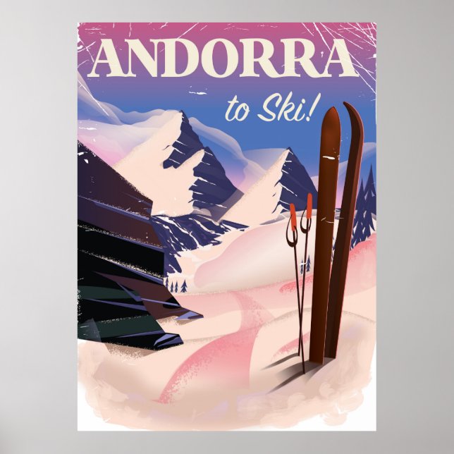 Poster Cartaz vintage de esqui de Andorra (Frente)