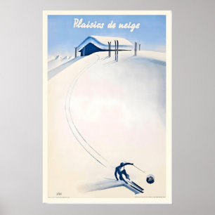 Poster Cartaz Vintage de Esqui de Esportes de Inverno Div