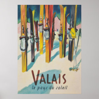 Poster Cartaz Vintage de Esqui na Suíça