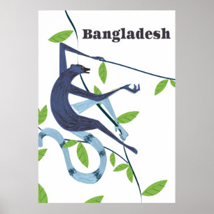 Poster Cartaz vintage de férias do macaco de Bangladesh
