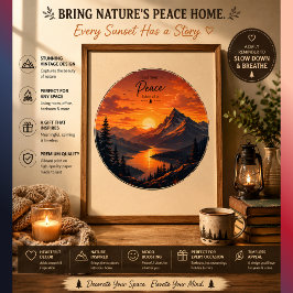Poster Cartaz Vintage de Fogueira ao Pôr do Sol | Montanh