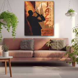 Poster Cartaz Vintage de Jazz em Nova York